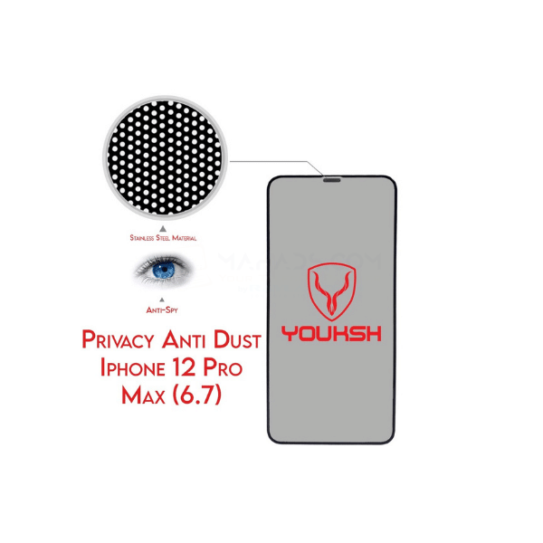 YOUKSH iPhone 12 Pro Max (6.7) Privacy Anti Dust Glass Protector